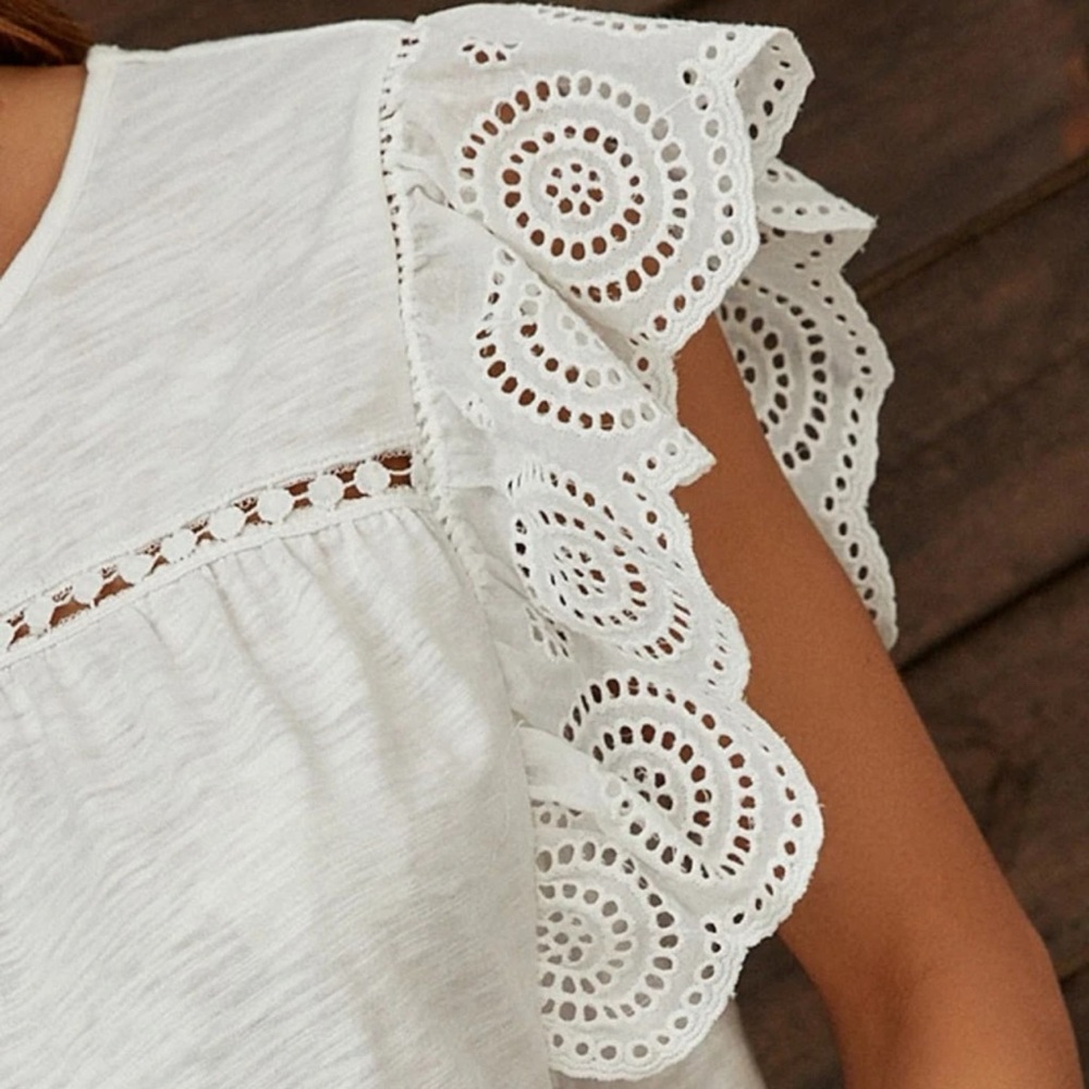 Eyelet Embroidery Ruffle Tee - Picture 3 of 3